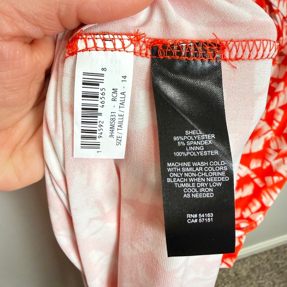 NWT Jessica Howard 14 Pleated Front Maxi Dress Sleeveless Red White Print Jersey - Picture 12 of 14